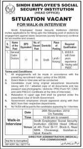 Jobs In Sindh Employees Social Security Institution Head Office 2019