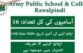 16 New Jobs in Army Public School (CMT and D Golra) Rawalpindi 2020