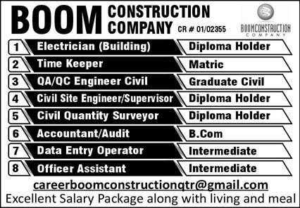Jobs in Boom Construction Company 2020