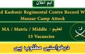 Jobs in Azad Kashmir Regimental Centre Record Wing Mansar Camp Attock 2020