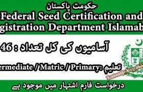 Jobs in Federal Seed Certification and Registration Department Islamabad 2020