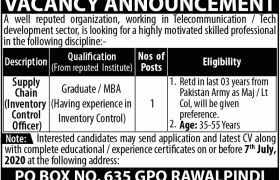 Jobs in a Well Reputed Organization Rawalpindi 2020