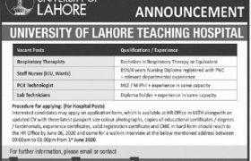 Jobs in University of Lahore Teaching Hospital Lahore 2020