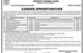 Office of the Chairman District Council Dadu Sindh Jobs 2020