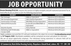Dream Housing Pvt Ltd Lahore Jobs 2020