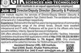 Ghulam Ishaq Khan Institute of Engineering Sciences and Technology Jobs 2020