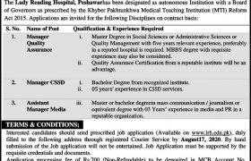 The Lady Reading Hospital Peshawar MTI Jobs 2020