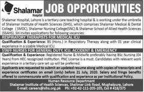 Shalamar Hospital Lahore Jobs 2020