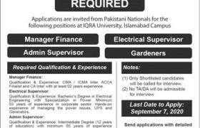 Iqra University Islamabad Campus Jobs 2020