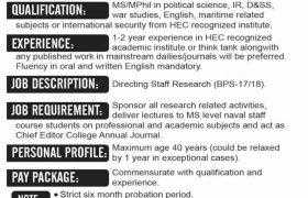 Pakistan Navy War College Lahore Jobs 2020
