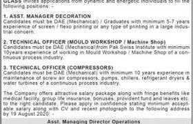 Tariq Glass Industries Sheikhupura Jobs 2020