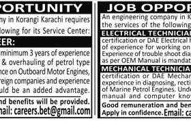 DAE & Engineering Jobs Karachi 2020