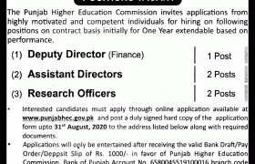 The Punjab Higher Education Commission PHEC Jobs 2020