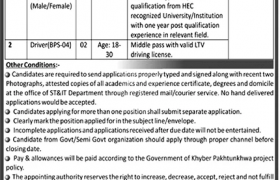 Science and Technology & Information Technology Department Khyber Pakhtunkhwa Jobs 2020