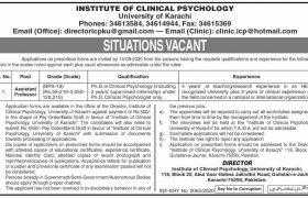 Institute of Clinical Psychology University of Karachi Jobs 2020