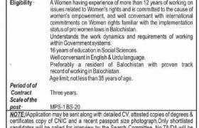 Women Development Department Balochistan Jobs 2020