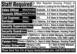 Well Reputed Housing Project Islamabad Jobs 2020