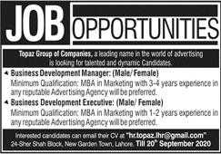 Topaz Group Lahore Jobs 2020