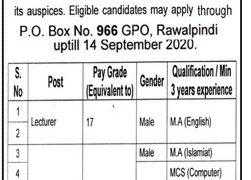 Reputable Public Sector Organization Rawalpindi Jobs 2020