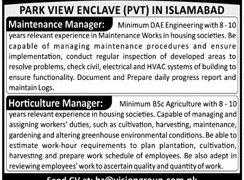 Vision Group Park View Enclave Pvt Islamabad Jobs 2020