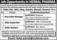 Herbal Pharma Industry Jobs 2020