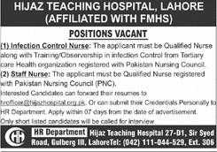 Hijaz Teaching Hospital Lahore Jobs 2020