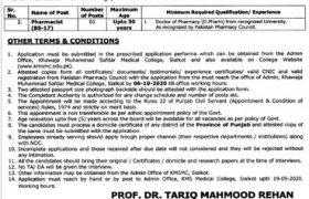 Govt Khawaja Muhammad Safdar Medical College Sialkot Jobs 2020