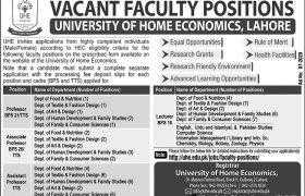 University of Home Economics Lahore Jobs 2020