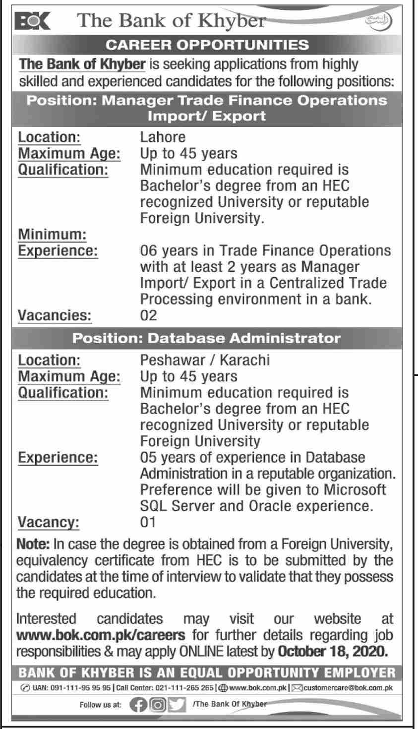 Khyber Bank Jobs 2020 Latest Jobs In Pakistan