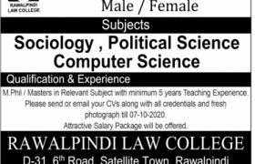 Rawalpindi Law College Jobs 2020