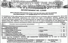 University of Punjab Jobs 2020