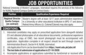 NUML Quetta Campus Jobs 2020