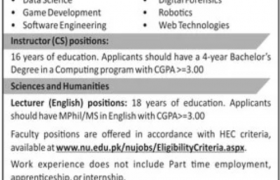 FAST-NUCES Chiniot-Faisalabad Campus Jobs 2020