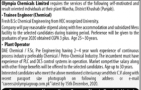 Olympia Chemical Limited Jobs 2020