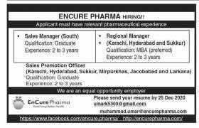 Encure Pharma Sindh Jobs 2020