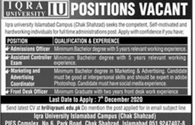Iqra University Islamabad Jobs 2020