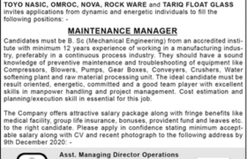 Tariq Glass Industries Jobs 2020