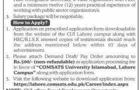 COMSATS University Lahore Campus Jobs 2021