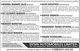DYSIN Automobiles Limited Jobs 2021