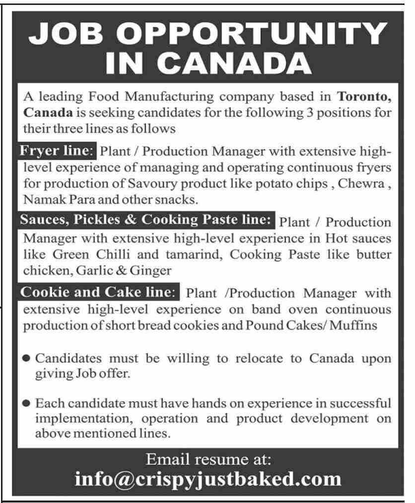 Crispy Just Baked Canada Jobs 2021