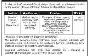 Commercial Bank Jobs 2021