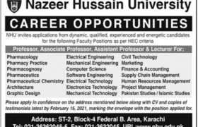 Nazeer Hussain University Jobs 2021