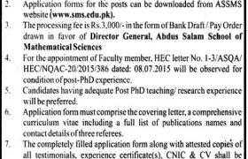 SMS GC University Lahore Jobs 2021