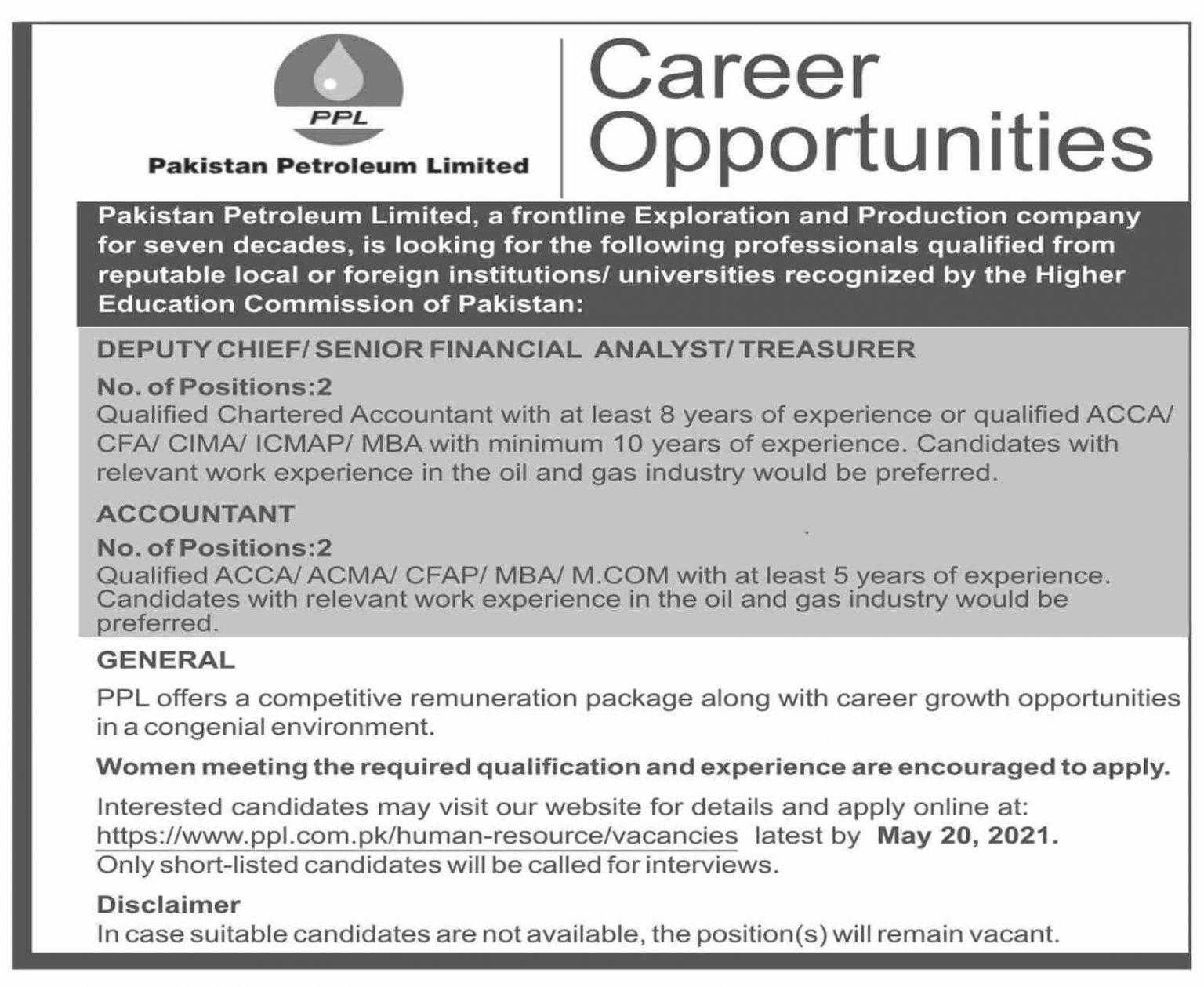 Jobs in Pakistan Petroleum Limited 2021