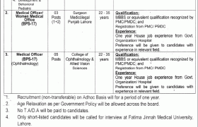 Jobs in Fatima Jinnah Medical University 2021