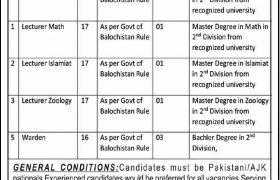 Balochistan Residential College Zhob Jobs 2021
