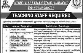 Bahria College Karachi Jobs 2021