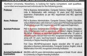 Jobs in Northern University Nowshehra 2021
