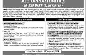 SZABITS Larkara Campus Jobs 2021