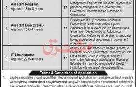 Shuhada-e-APS University Nowshehra Jobs 2021